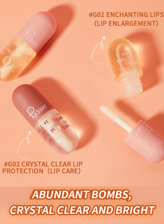 NOVO 2Pcs Lip Plumper Set, Long Lasting Moisturizing Repairing Enhancing Lip Balm, Nourishing Hydrating Lip Oil for Daily Care, Smoothing Lip Lines
