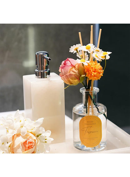 NOVO Scented Reed Diffuser, Artificial Flower Home Fragrance Oil with 4 Sticks for Bedroom,Home D¨¦cor,Office & Bathroom 200ml-Moring Dew Gardenia