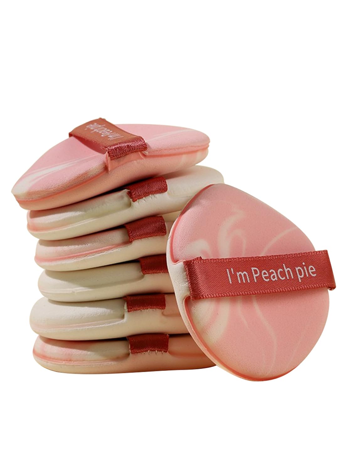 NOVO 7Pcs Water Drop Shaped Peach Pink Sponge Puff, Flawless Foundation Blender Makeup Puff Set for Women