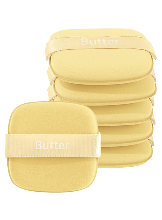 NOVO 8.5t Square Powder Puff Set¨C 6Pcs Makeup Sponges in Butter Yellow for Smooth Blending and Coverage