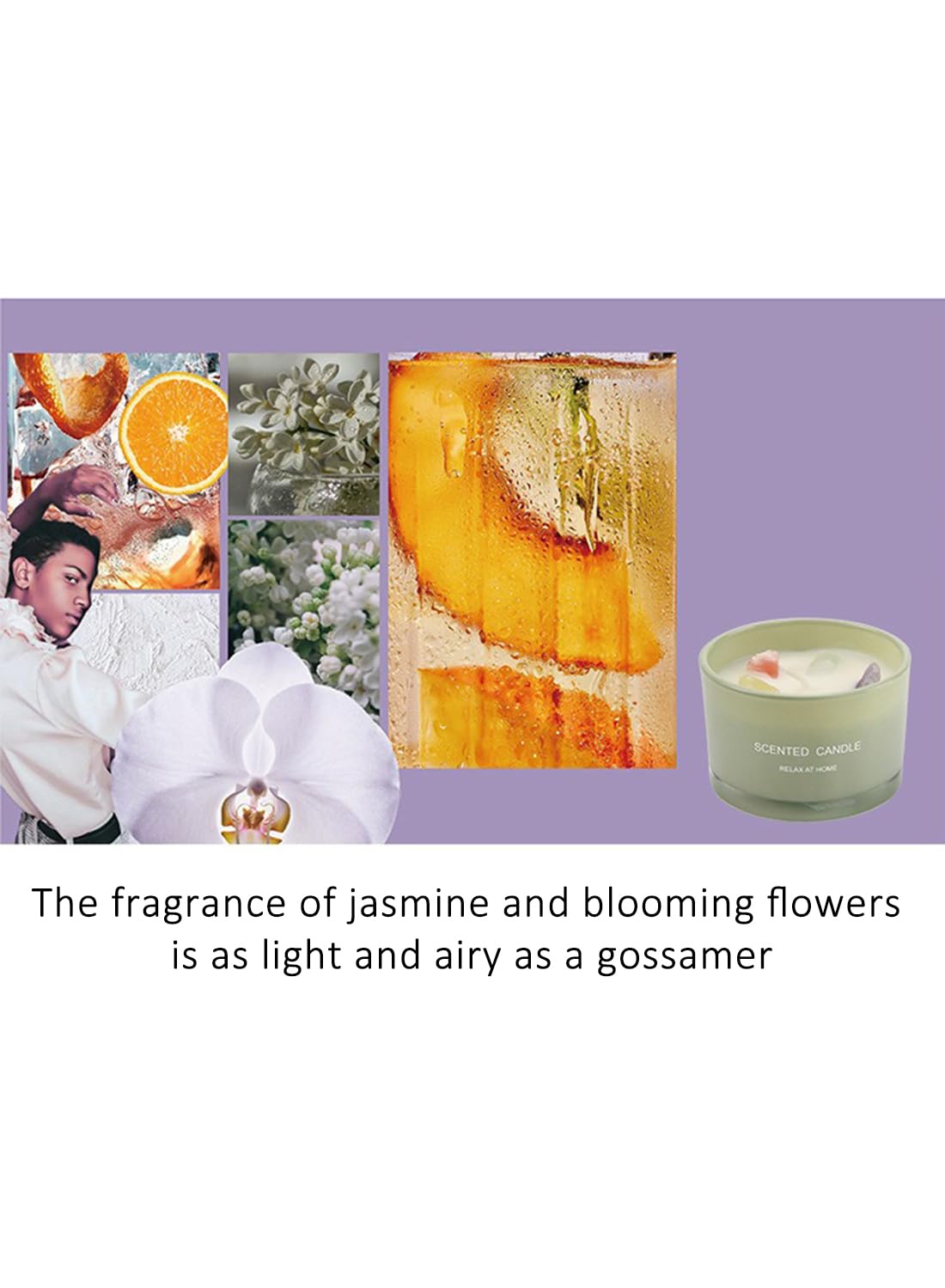NOVO Scented Candles, 90g Natural Soy Wax Blend Aromatherapy Candle with Pure Essential Oils & Decorative Crystal-Green