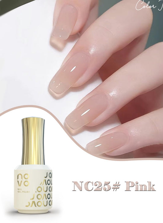 novo Jelly Gel Nail Polish, Sheer Nail Polish, UV LED Gel for DIY 12ml-NC25# Pink