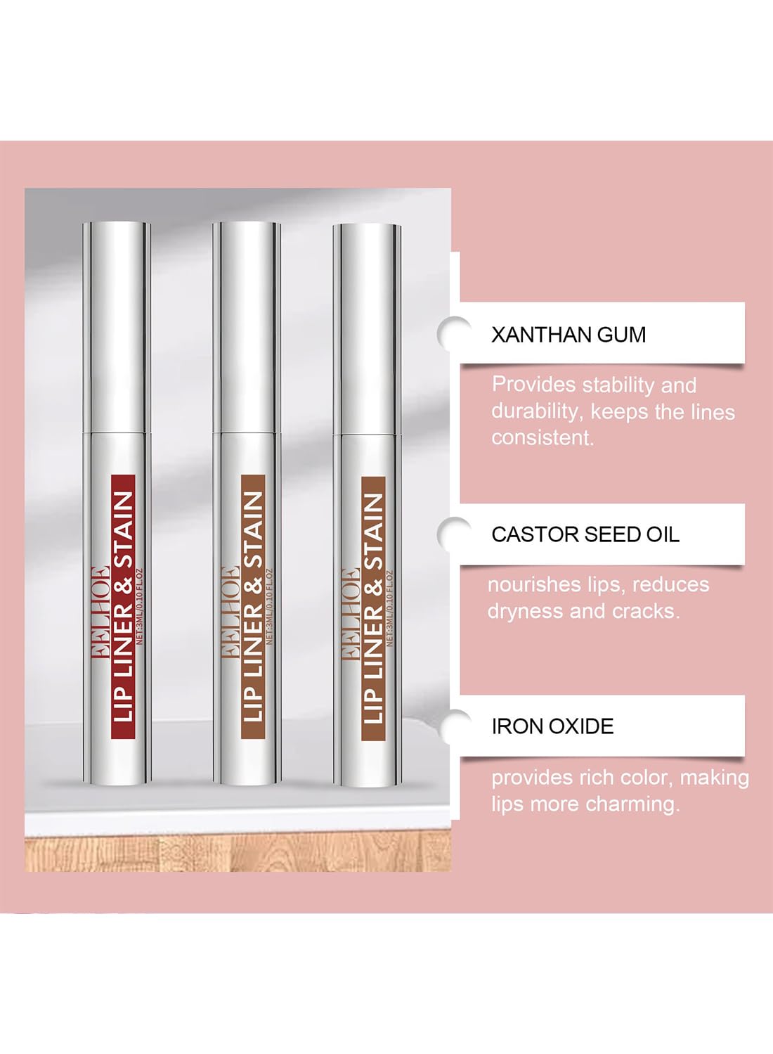 NOVO Peel-Off Lip Stain, Waterproof Matte Lip-Liner, Long-Lasting Transfer-Proof Highly Pigmented Effortless Lipmakeup, 3ml Coffee Brown