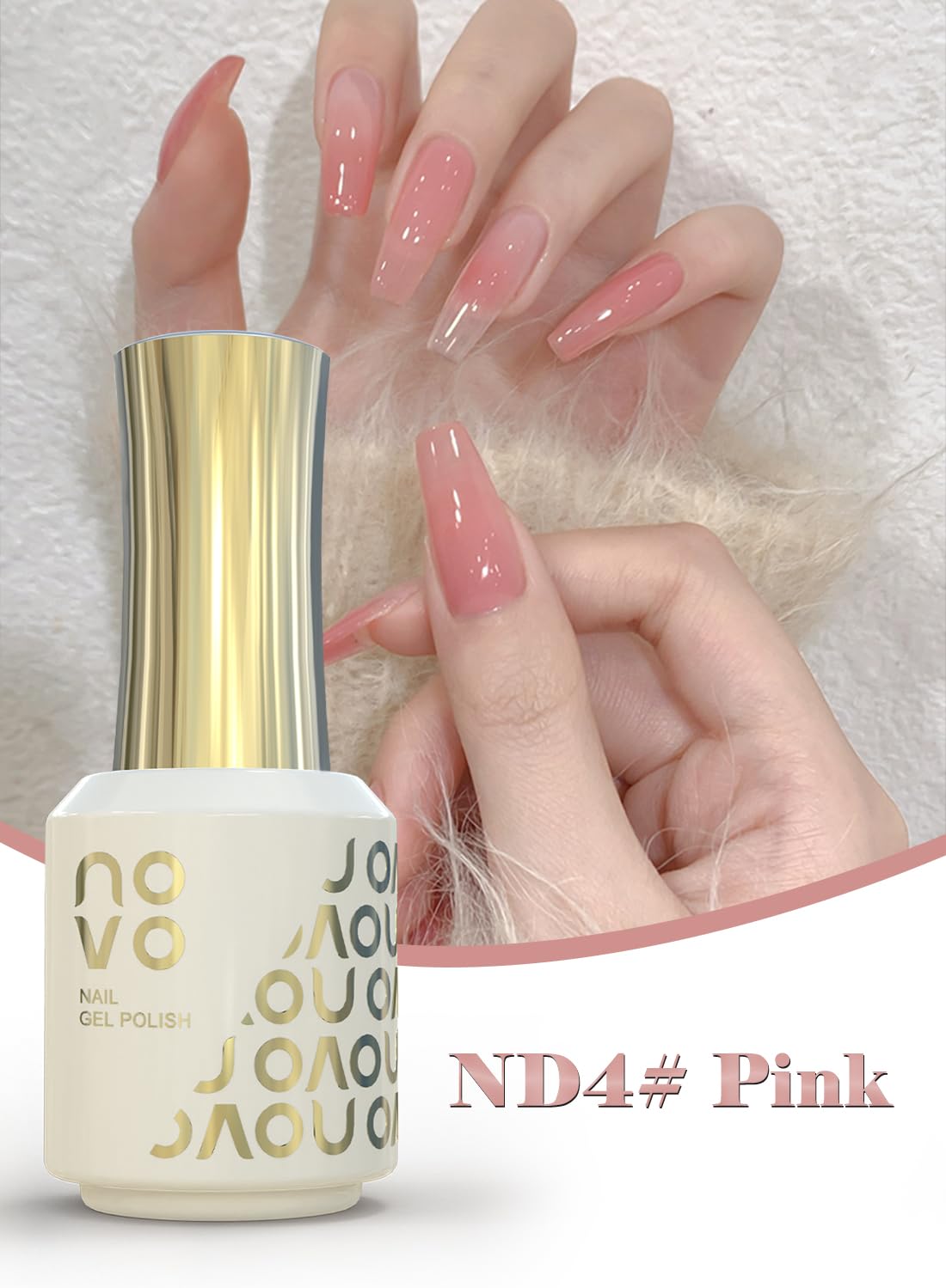 novo 5-in-1 Gel Polish, UV LED Multifunctional Builder Nail Gel 15ml-ND4# Pink