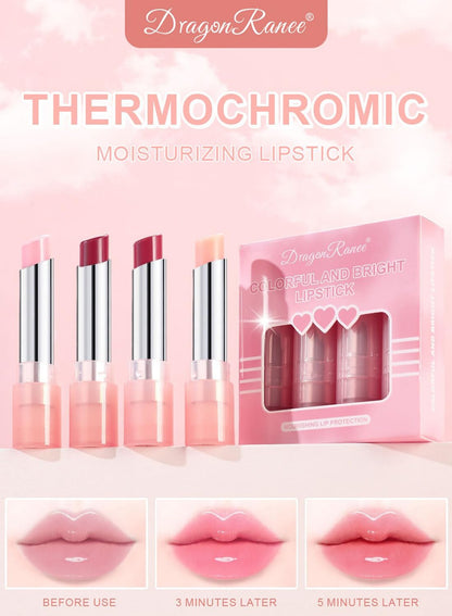NOVO Glossy Lip Oil Set, 4Pcs Magic Color Changing Lipstick, Moisturizing Lip Tinted Glaze Set for Women