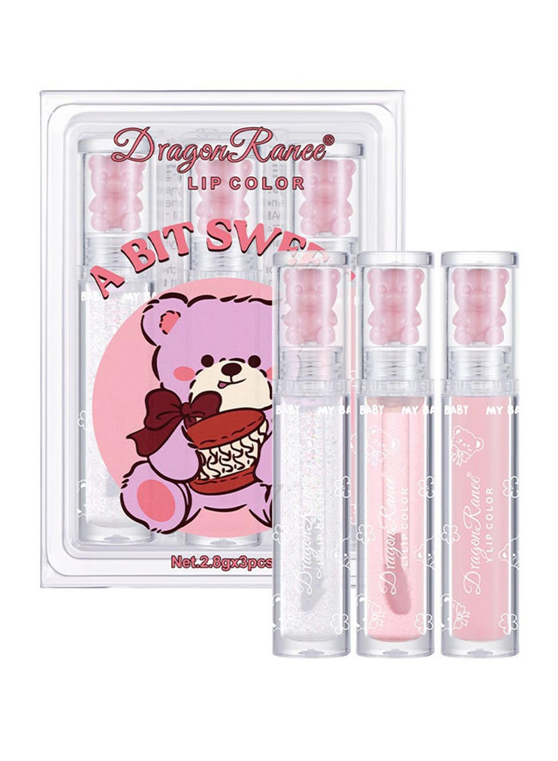 NOVO Glossy Lip Oil Set, 3Pcs Lip Glaze Lasting Non-Sticky Clear Hydrating Lip Makeup, Group A