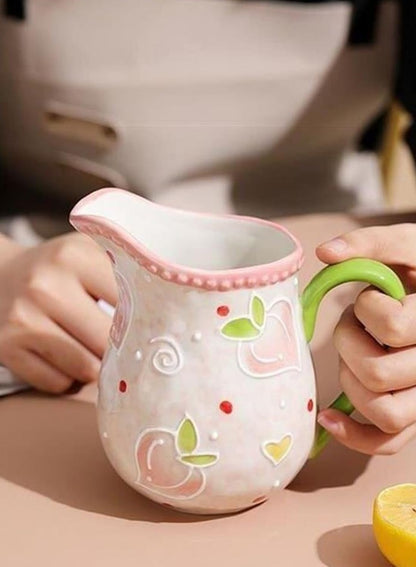 NOVO Hand-Painted Coloful Ceramic Mug Cup,Boho Style, Microwave Dishwasher Oven Safe, for Coffee, Breakfast & Ice Cream 550ml-Dark Blue