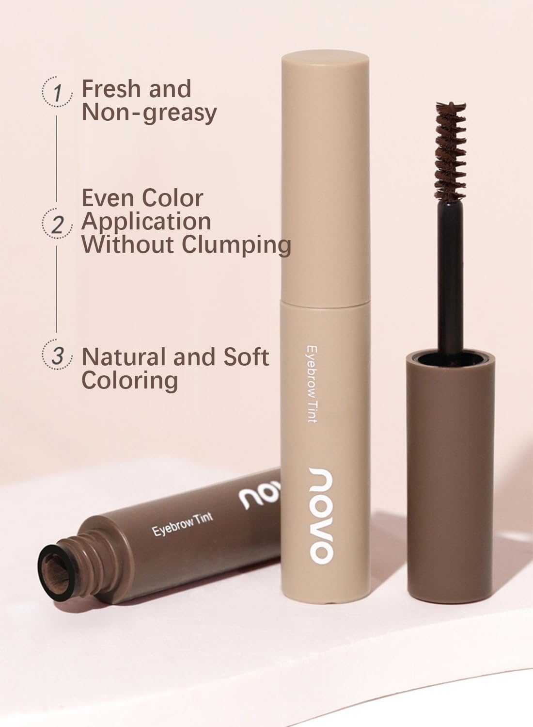 NOVO Eyebrow Tint, Semi Permanent Brow Tint, Waterproof Smudge Proof Long Lasting Eyebrow Tattoos, Instant Brow Dye, Hair Dying for Salon Home Use 4.8g Dark Coffee Brown 01#