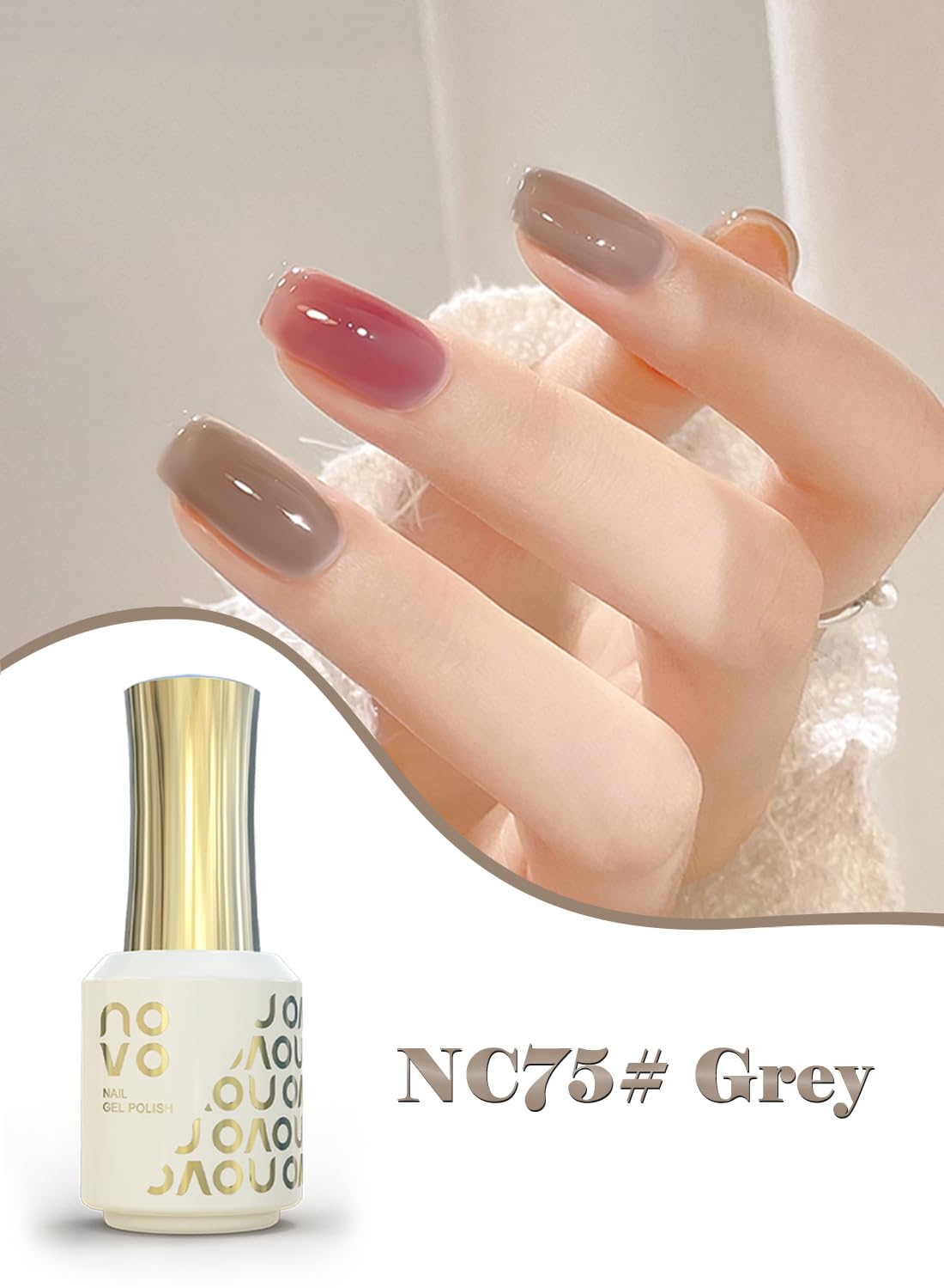 novo Jelly Gel Nail Polish, Sheer Nail Polish, UV LED Gel for DIY 12ml-NC1# White