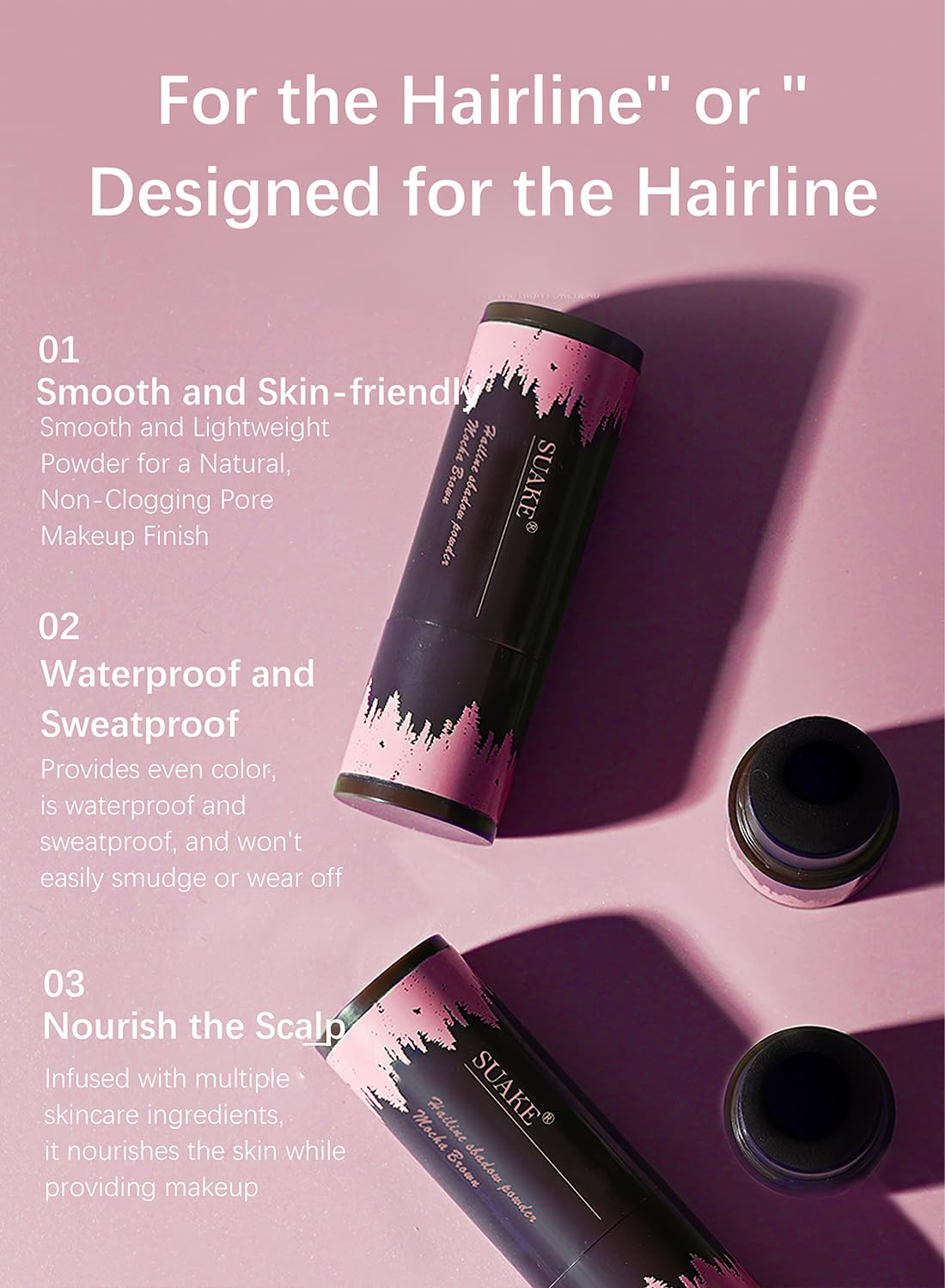 NOVO Hairline Shadow Powder with Puff Touch, Instant Hair Root Concealer Hair Loss, Natural Quick Cover Sweat Proof Grey Hair Coverage for Unisex