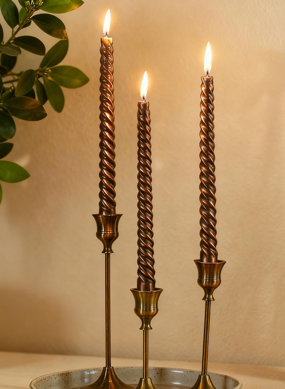 4Pcs Spiral Taper Candle, 25cm Non-Toxic Thread Style Candles, Dripless Scented for Party, Home Decoration (Gold)