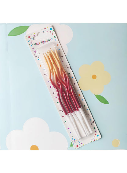 Colorful Long Thin Metallic Birthday Candles Kit£¬Glittery Cake Toppers with Cute Designs, Perfect for Kids' Parties, Anniversaries, and Celebrations-6Pcs Set Colorful