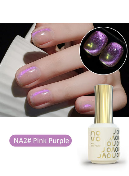 novo Cat Eye Gel Nail Polish, Nail Art Soak Off for Women 12ml-NA1# Light Purple