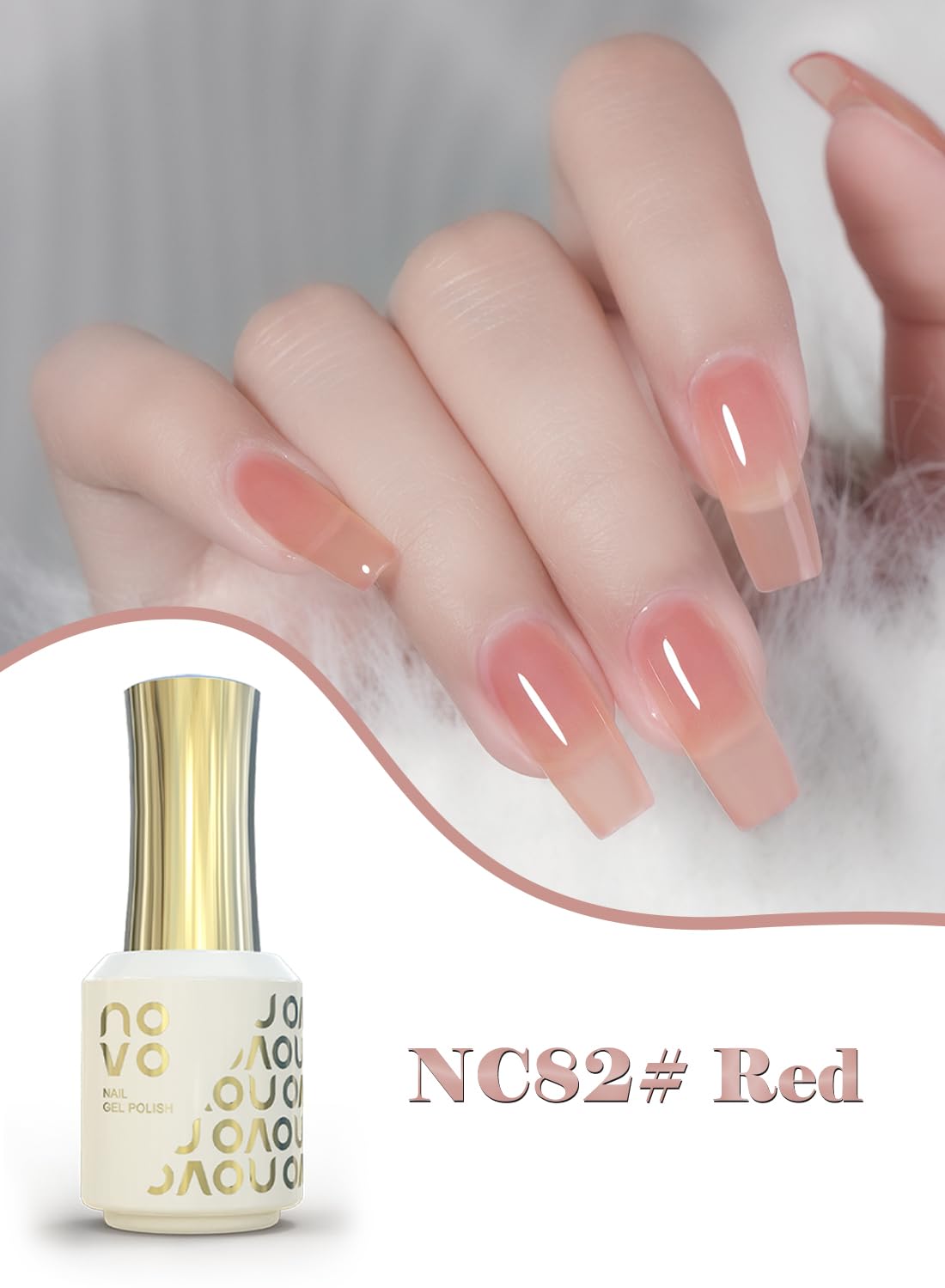 novo Jelly Gel Nail Polish, Sheer Nail Polish, UV LED Gel for DIY 12ml-NC82# Red