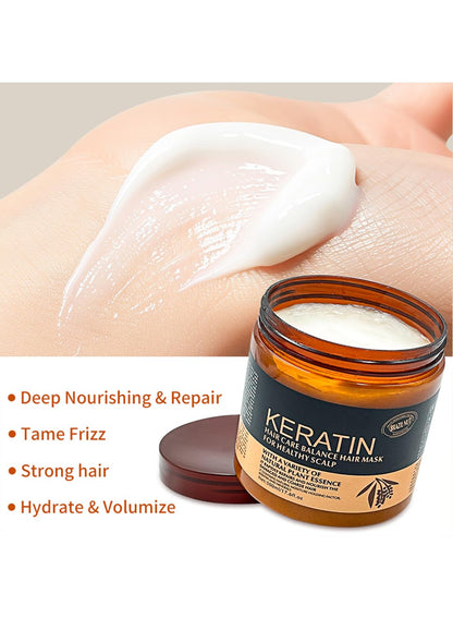 Keratin Brazil Nut Hair Mask, Hydrating Conditioner Repair Damage Strands, 500ml