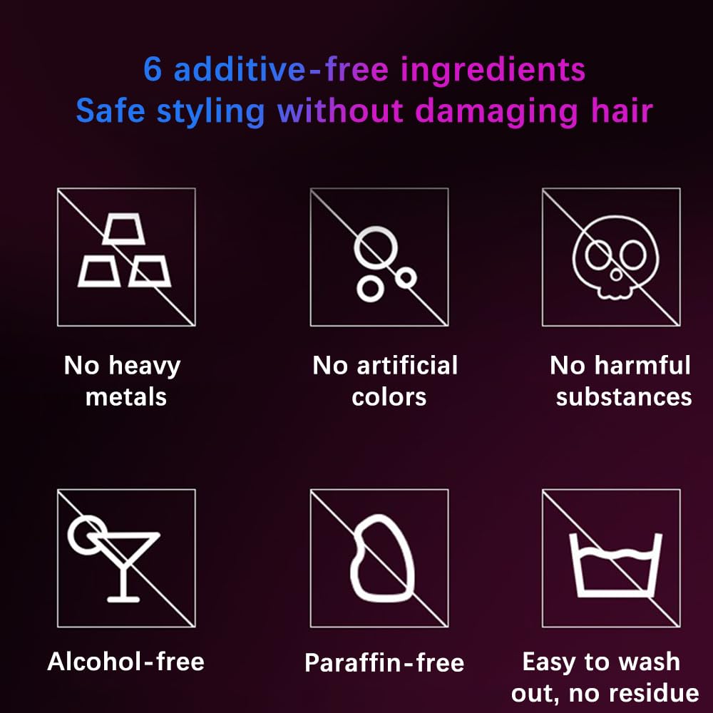 NOVO Temporary Hair Color Wax, Natural Coloring, Non-Greasy Matte Pomade for DIY Cosplay & Party, Long-Lasting Instant Dye Cream 120g- Grey