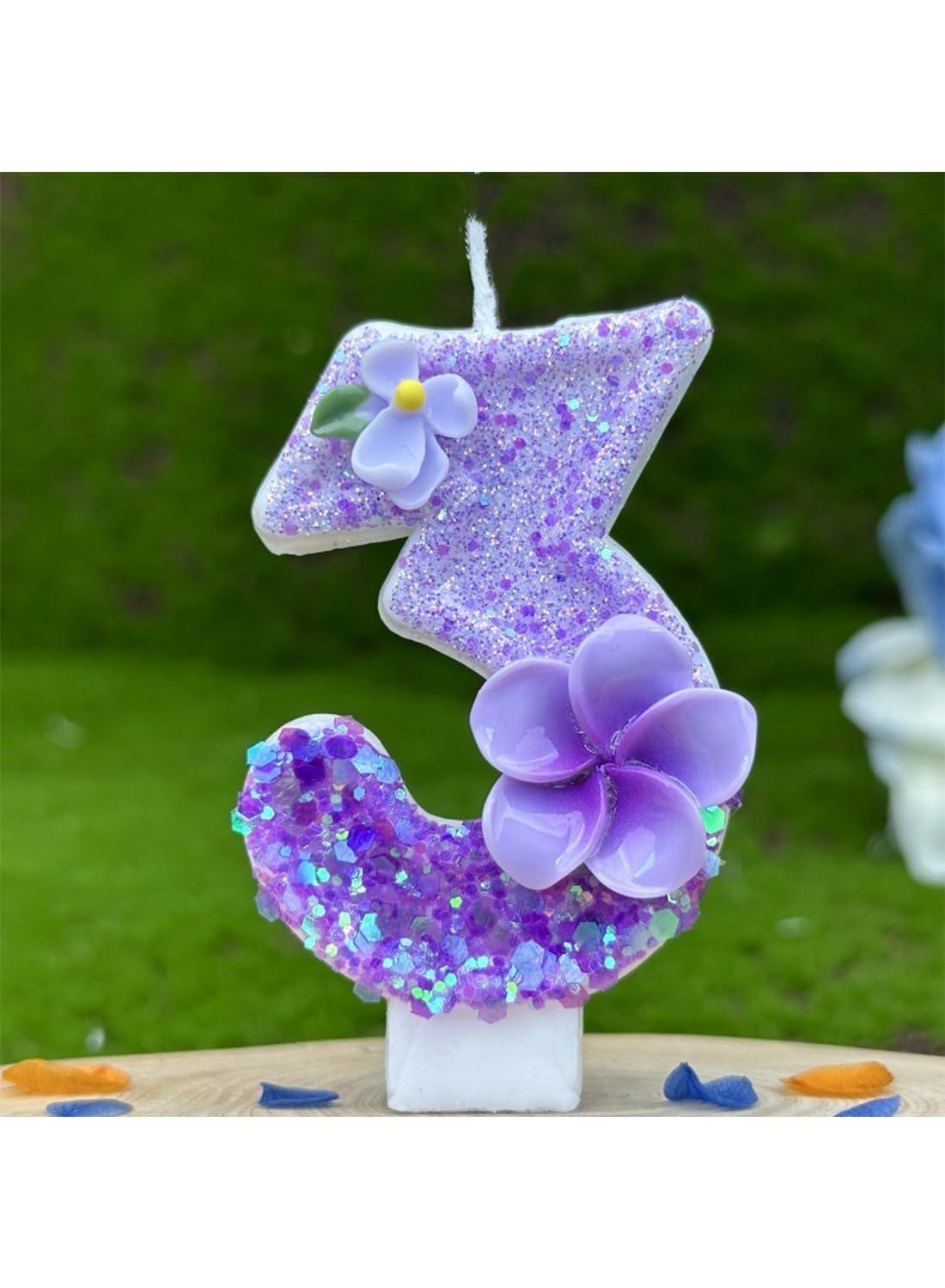 7cm Birthday Number Candles for Cake Decoration, Glittery Cake Toppers with Cute Designs, Perfect for Kids' Parties, Anniversaries, and Celebrations-Green Turtle(No.0)
