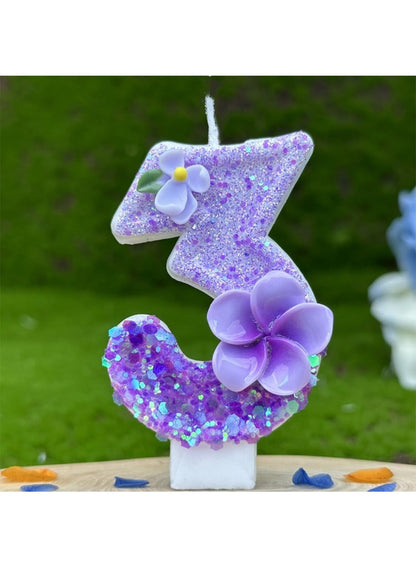 7cm Birthday Number Candles for Cake Decoration, Glittery Cake Toppers with Cute Designs, Perfect for Kids' Parties, Anniversaries, and Celebrations-Green Turtle(No.0)