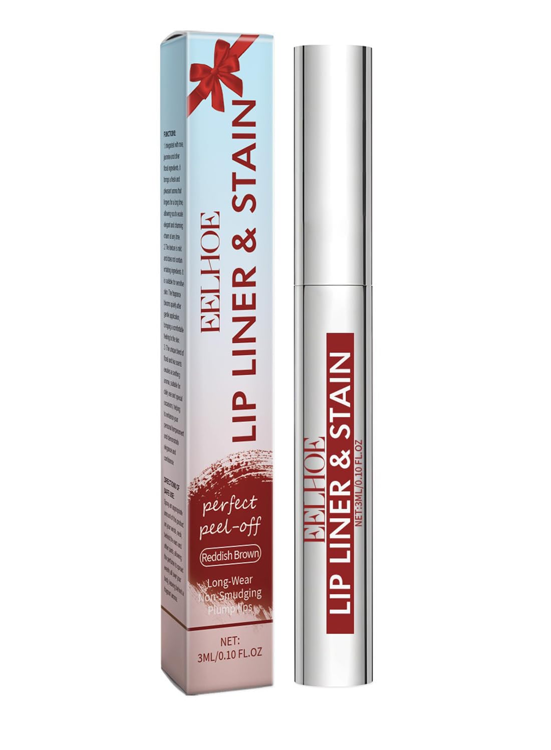 NOVO Peel-Off Lip Stain, Waterproof Matte Lip-Liner, Long-Lasting Transfer-Proof Highly Pigmented Effortless Lipmakeup, 3ml Reddish Brown