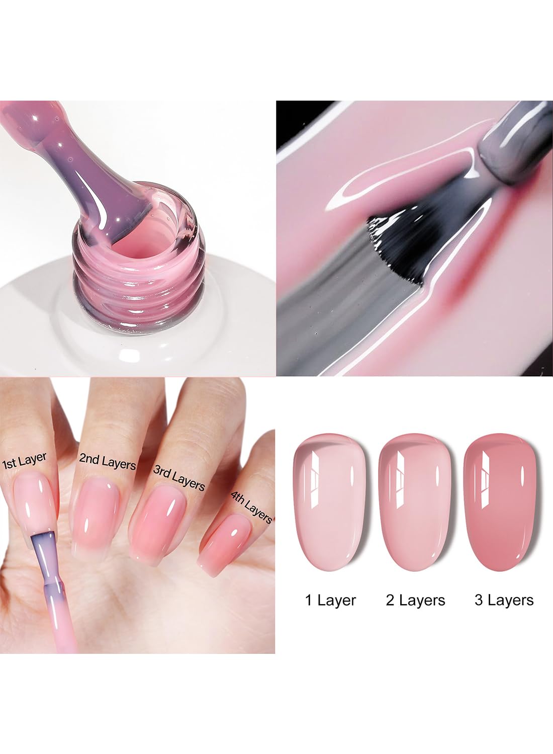 novo Jelly Gel Nail Polish, Sheer Nail Polish, UV LED Gel for DIY 12ml-NC14# Pink