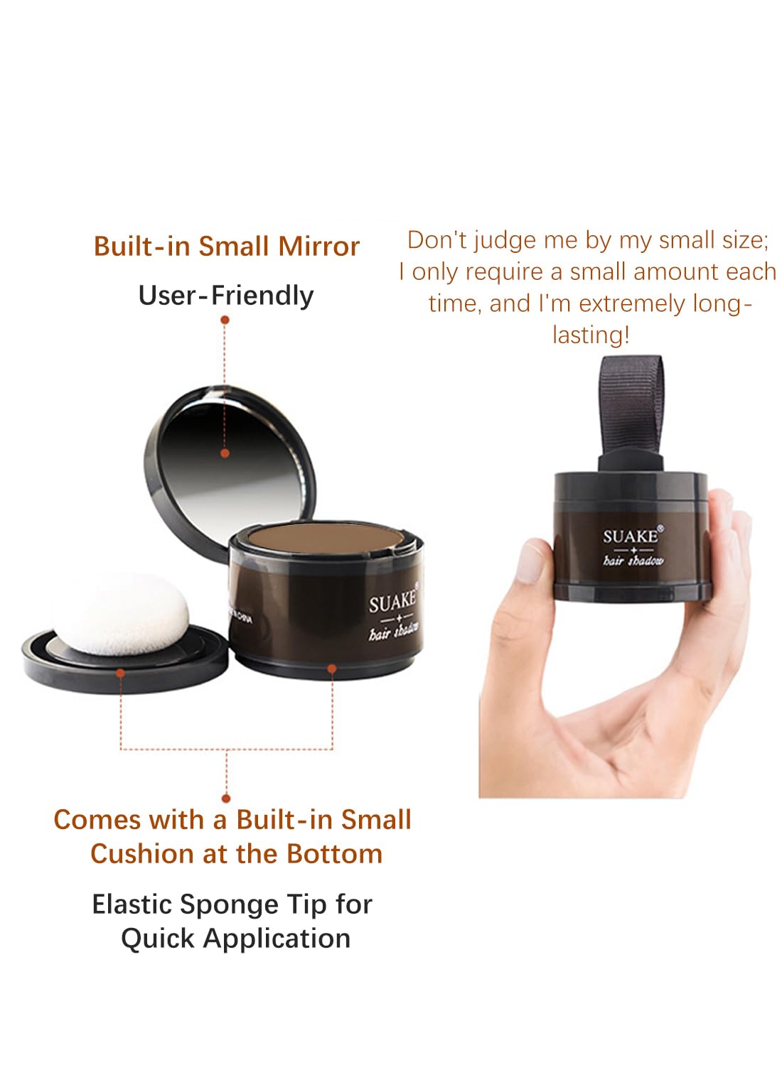 NOVO Hair Shadow Powder with Puff Touch, Instantly Natural Magical Hairline Concealer, Hair Root Dye for Thinning Hair, Beautify Forehead Curves 4G Brown