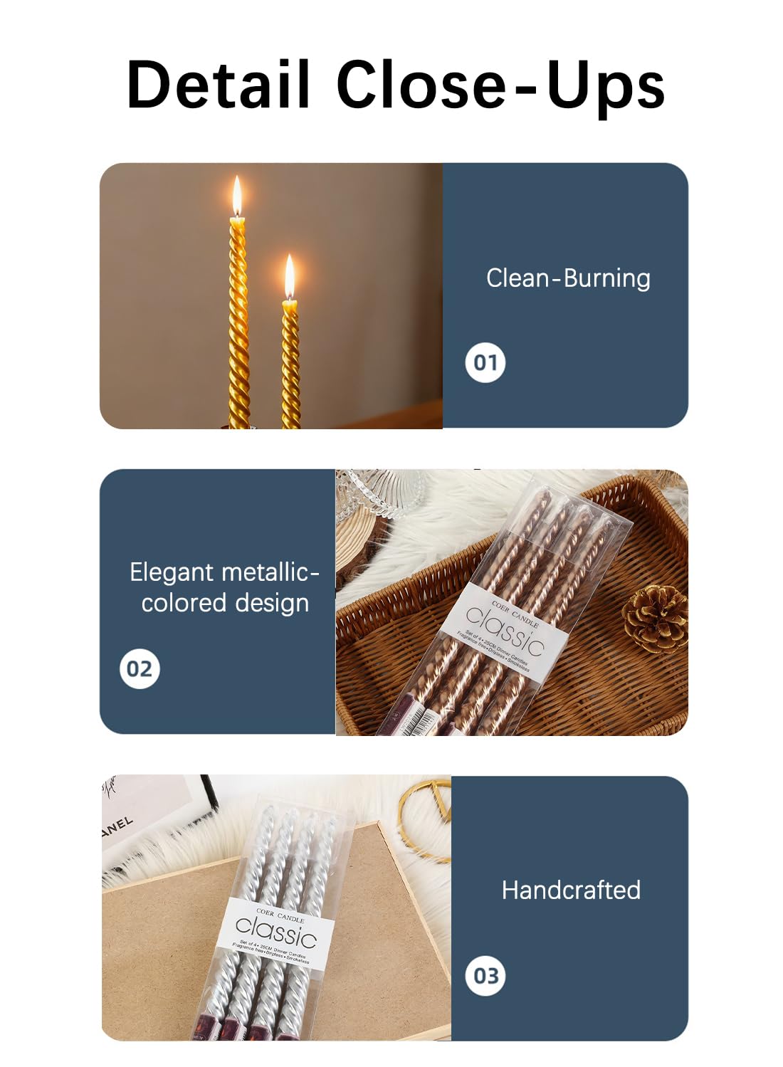 4Pcs Spiral Taper Candle, 25cm Non-Toxic Thread Style Candles, Dripless Scented for Party, Home Decoration