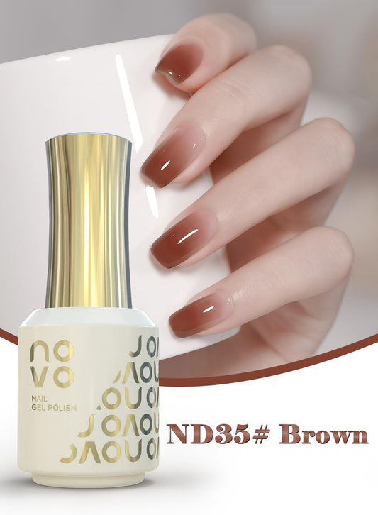 novo 5-in-1 Gel Polish, UV LED Multifunctional Builder Nail Gel 15ml-ND35# Brown