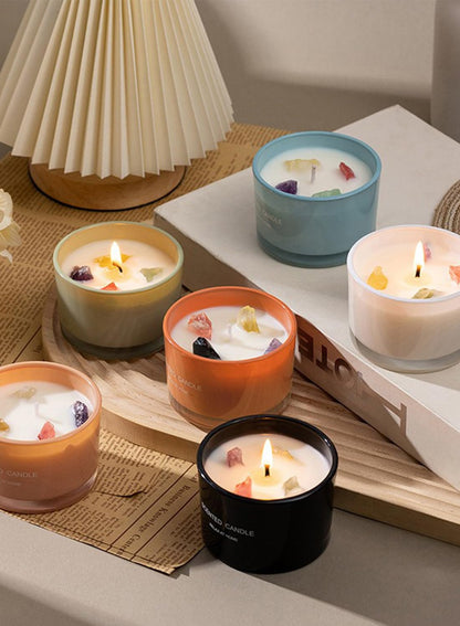 NOVO Scented Candles, 90g Natural Soy Wax Blend Aromatherapy Candle with Pure Essential Oils & Decorative Crystal-Orange