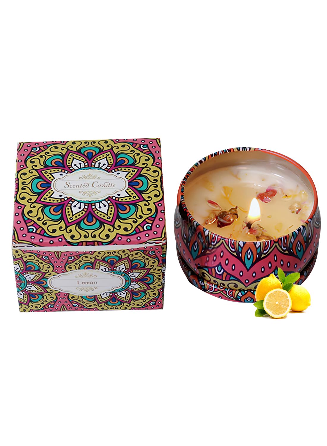NOVO Scented Candle- 80g Natural Soy Wax Blend Aromatherapy Candle with Pure Essential Oils & Real Dried Flowers -Tuberose
