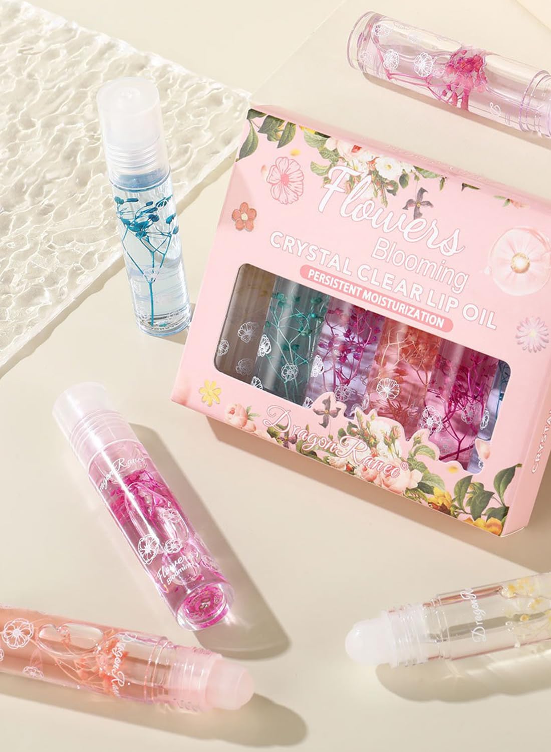 NOVO Glossy Lip Oil Set, Hydrating Transparent Lip Glow for Women, 6Pcs