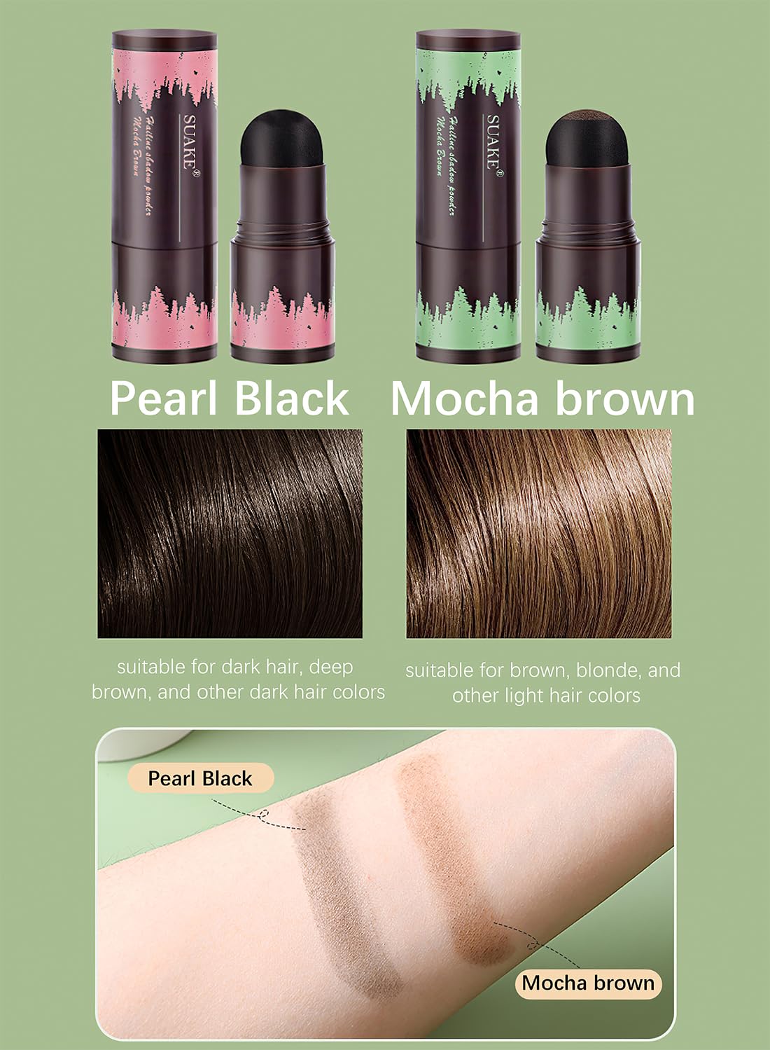 NOVO Hairline Shadow Powder with Puff Touch, Instant Hair Root Concealer Hair Loss, Natural Quick Cover Sweat Proof Grey Hair Coverage for Unisex- Pearl Black