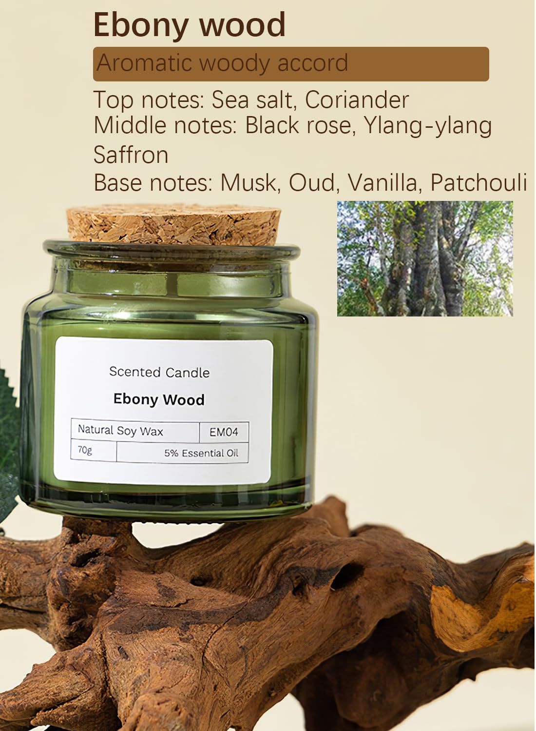 NOVO Scented Candles, 100g Natural Soy Wax Blend Aromatherapy Candle with Pure Essential Oils,12 Hours of Burn Time, or Home SPA Bathing Yoga-Wild Bluebell Brown/White