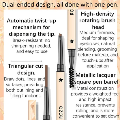 NOVO Eyebrow Pencil with Spiral Brush, Micro-Fine Tip, Waterproof Brow Pen - NO.802