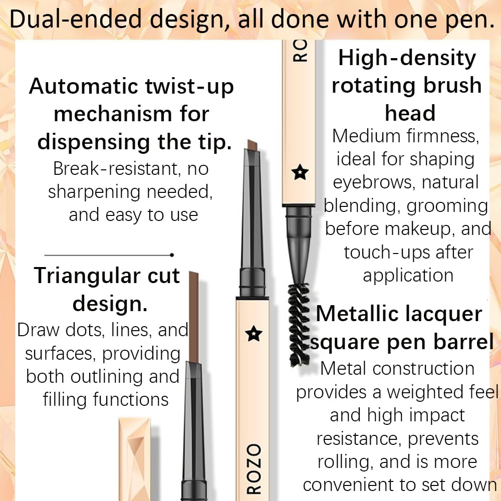 NOVO Eyebrow Pencil with Spiral Brush, Micro-Fine Tip, Waterproof Brow Pen - NO.801