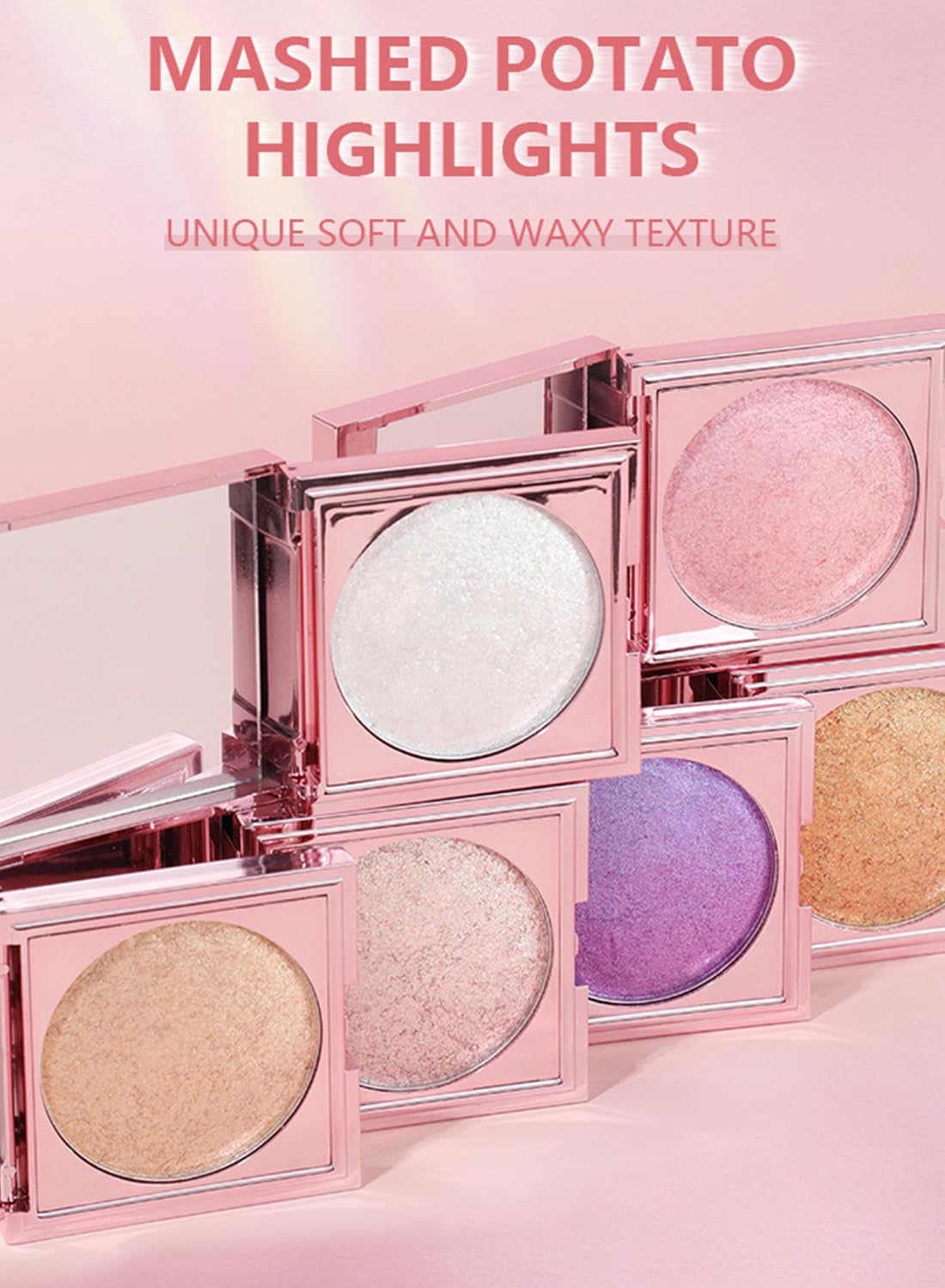 NOVO Highlighter Powder, Shimmering Glitter Long Lasting Waterproof Contour, Smooth Silk Fine Natural Illuminator for Nose Eye Face Body, Creates 3D Look 8G NO.01