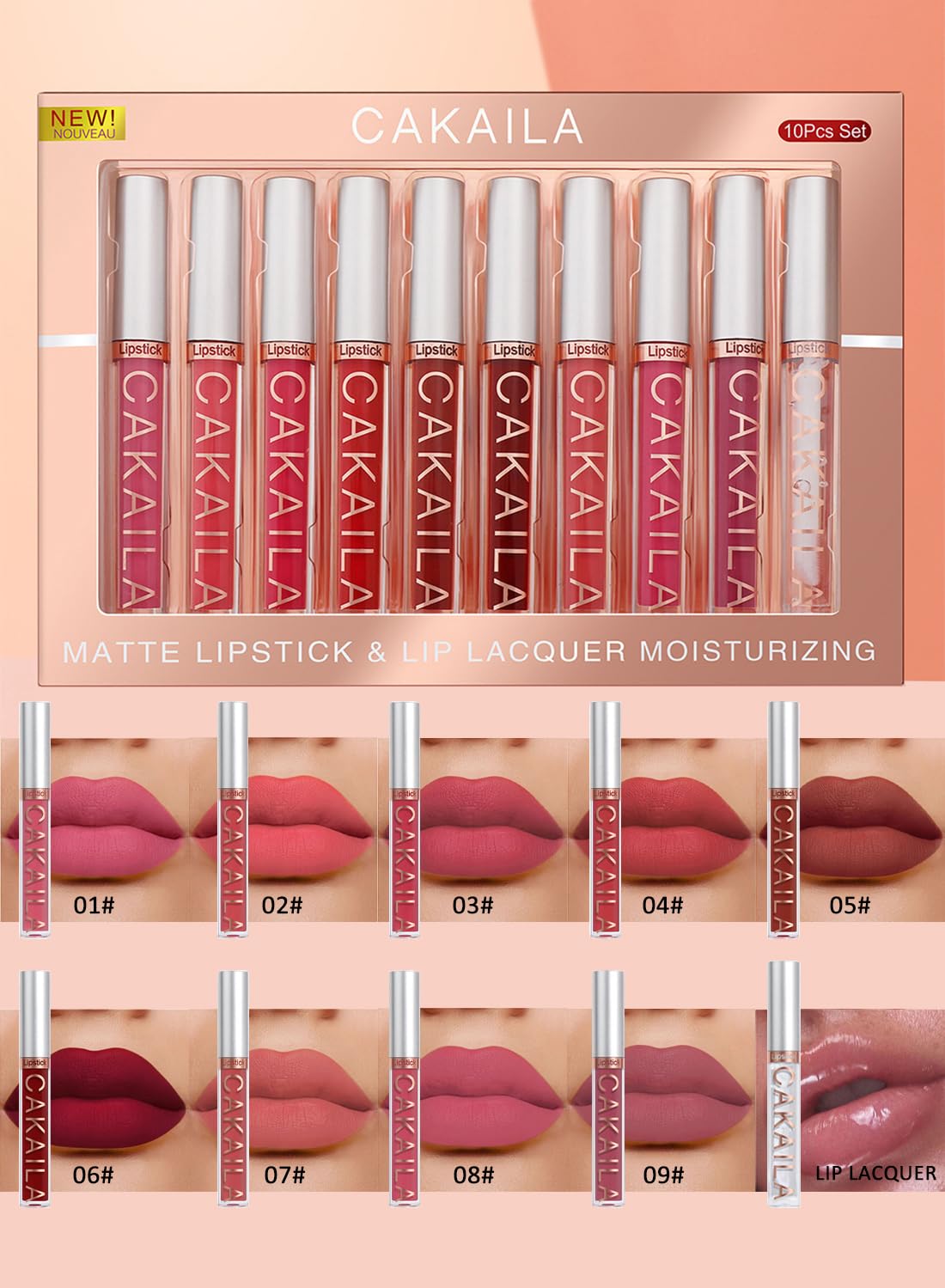 NOVO 10Pcs Matte Liquid Lipstick Set Contains Smooth Lip Lacquer for Women