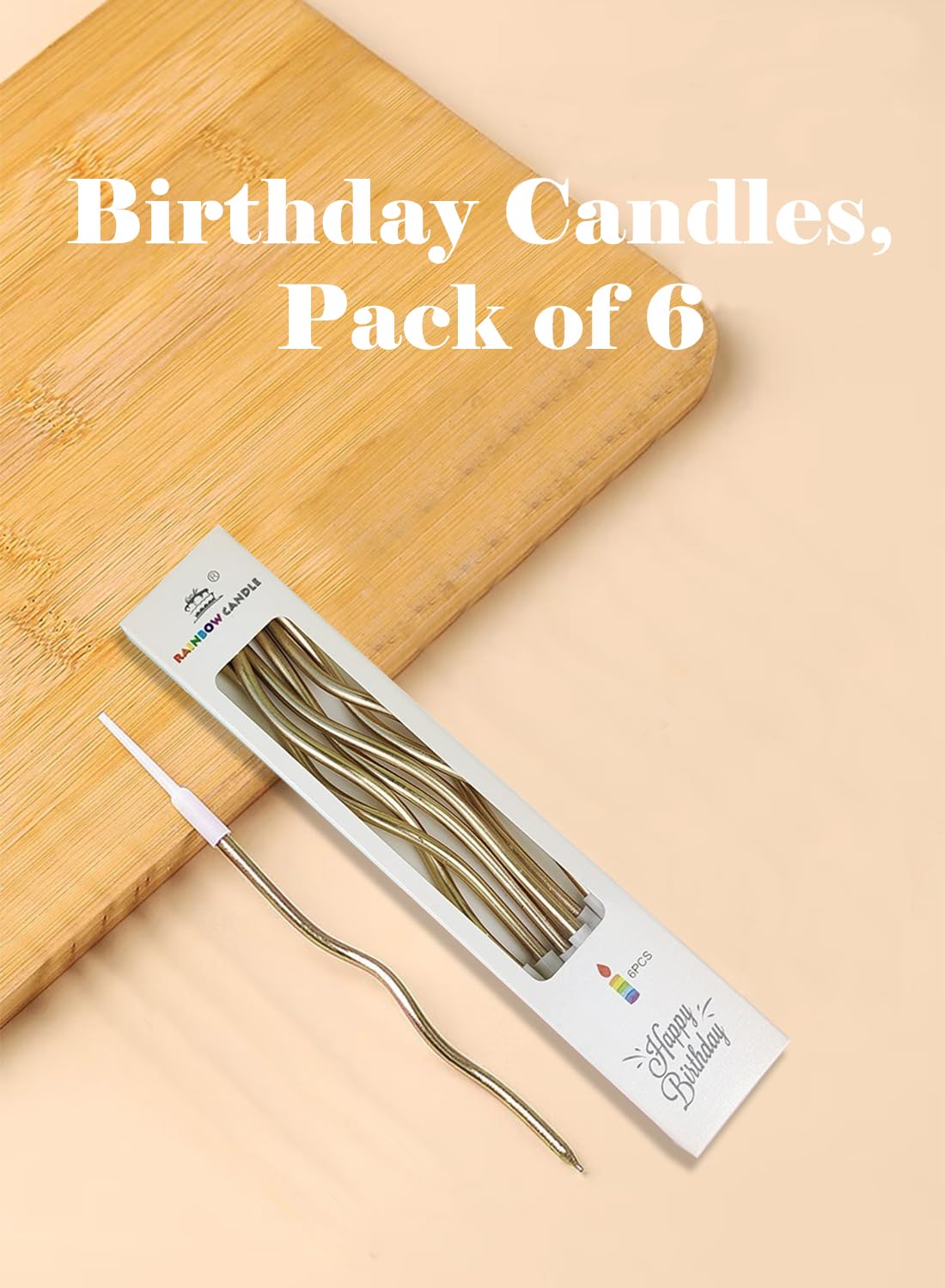 Colorful Long Thin Metallic Birthday Candles Kit£¬Glittery Cake Toppers with Cute Designs, Perfect for Kids' Parties, Anniversaries, and Celebrations-6Pcs Set Colorful