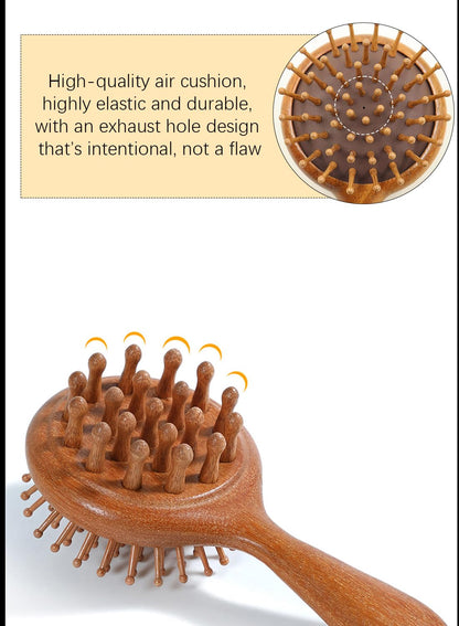 Hair Comb-Handmade 100% Natural Sandalwood &Anti-Static, Scalp Massage (Air Bag Comb-S2)