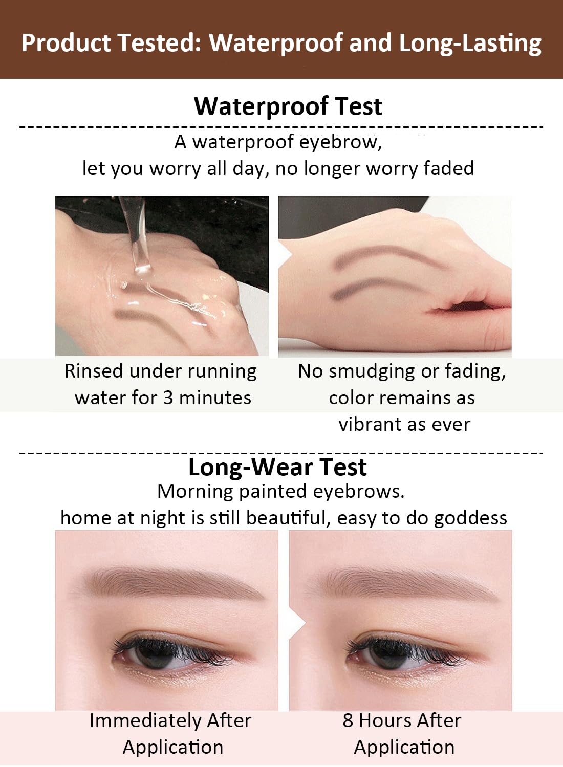 NOVO Eyebrow Stamp Shaping Kit, Waterproof, Sweatproof and Easy to Use, Deep Brown
