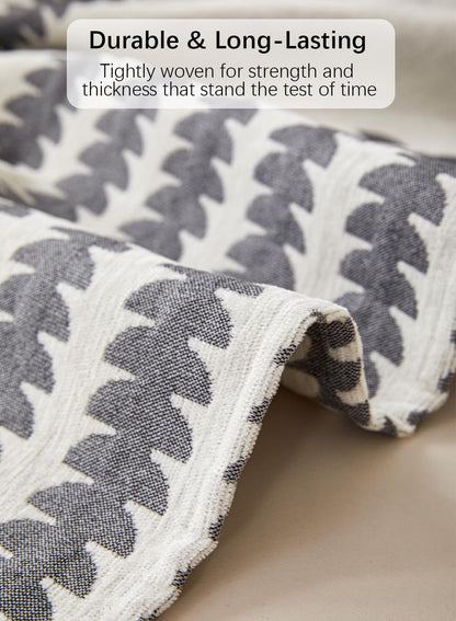 Sofa Couch Cover, Chenille Throw Blanket with Tassels, Reversible Thick Soft Decorative for Furniture Protecter-Light Grey, W180xL380cm