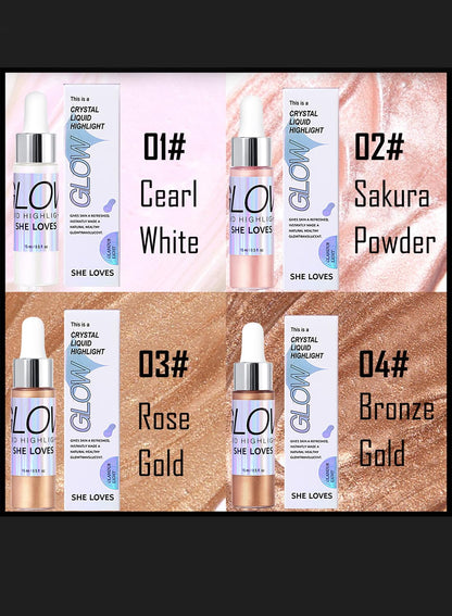 NOVO Liquid Highlighter, Shimmer Glitter Body Oil, Long Lasting Waterproof High Shiny Illuminator for Face and Body 15ML Pearl White NO.01