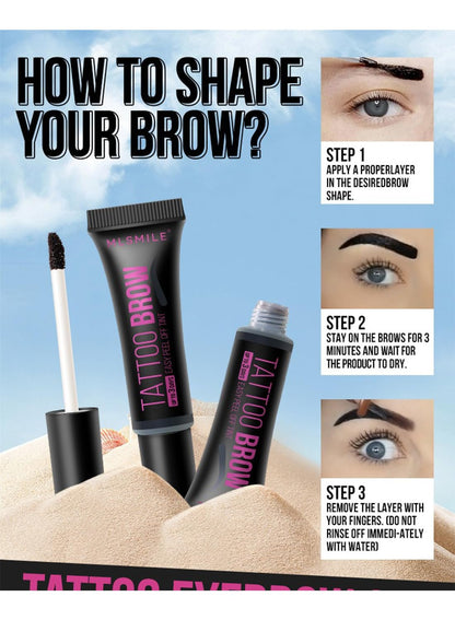NOVO Peel Off Tattoo Eyebrow Gel, Long Lasting Waterproof Tattoo Brow, Semi Permanent Brow Tint for Women, Dark Grey