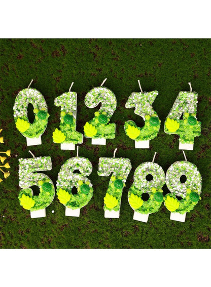 7cm Birthday Number Candles for Cake Decoration, Glittery Cake Toppers with Cute Designs, Perfect for Kids' Parties, Anniversaries, and Celebrations-Green Turtle(No.0)
