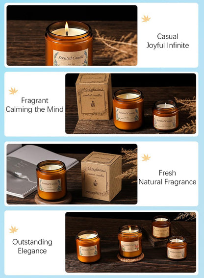 NOVO Scented Candles, 100g Natural Soy Wax Blend Aromatherapy Candle with Pure Essential Oils,12 Hours of Burn Time, or Home SPA Bathing Yoga-Lavender Brown/White