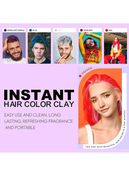 NOVO Temporary Hair Color Wax, Instant Styling Clay, Safe Natural Washable Dye Pomade for Cosplay & Party, 100ml-Wine Red