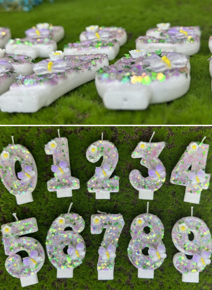 7cm Birthday Number Candles for Cake Decoration, Glittery Cake Toppers with Cute Designs, Perfect for Kids' Parties, Anniversaries, and Celebrations-Green Turtle(No.0)