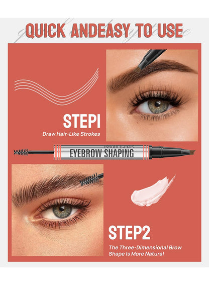 NOVO 2 in 1 4-Tip Brow Pen & Eyebrow Gel, Smudge Proof Waterproof Brow Pencil 4