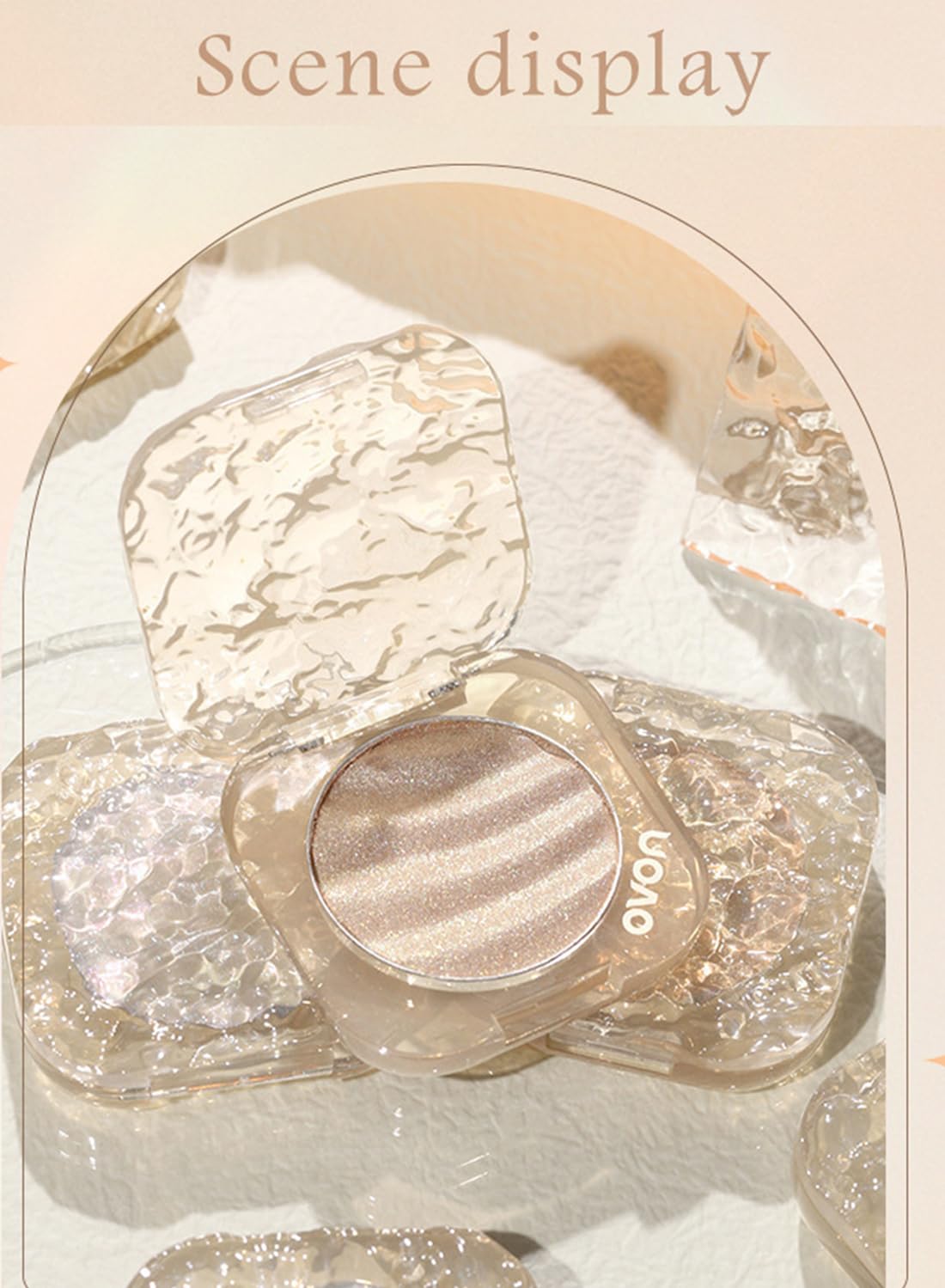 NOVO Highlighter Palette, High Glossy Illuminator Powder Palette, Waterproof Long Lasting Makeup Highlighter, Contour Concealer Powder for Face Body Cheek 4.7g - 01