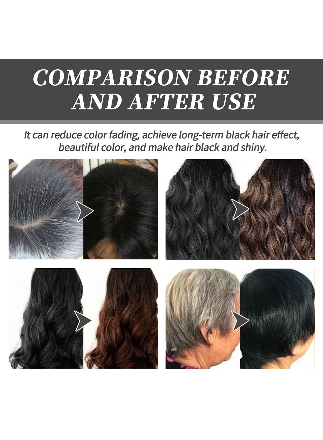 NOVO Fruit Hair Dye Cream, Natural Fruit Hair Dye with Comb for Grey Hair Coverage, Plant Extract Non Damage Mild Hair Dye Cream for All Hair Types 80ml Black