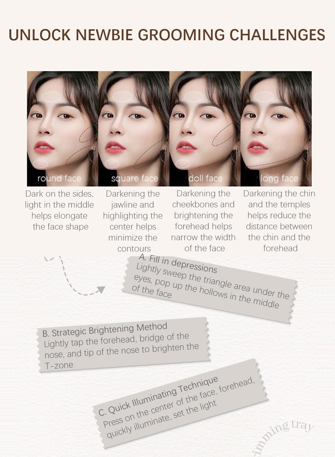 NOVO Three Colors Contour Palette, Makeup Palette Contain Contour and Highlighter, Long Lasting Waterproof Eye Makeup Palette, Contouring Palette, Matte Radiance Luminizer #02